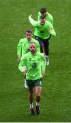 5 September 2018; David Meyler and Seamus Coleman during a Republic of Ireland training session at Cardiff City Stadium in Cardiff, Wales. Photo by Stephen McCarthy/Sportsfile