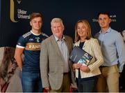 6 September 2018; Michael McKernan UUJ and Tyrone footballer, Eamon Mullan Ulster University Secretary,  Professor  Raffaella Folli Provost of Belfast/Jordanstown campus of Ulster University and Stephen Sheridan graduated UUJ and Armagh footballer at the GPA/UUJ Enhanced Scholarships Announcement at the University of Ulster in Belfast, Co Antrim.  Photo by Oliver McVeigh/Sportsfile