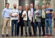 6 September 2018; Stephen Sheridan, graduated UUJ and Armagh footballer, Terence O'Brien, UUJ and Derry footballer, Garrett Duffy Ulster University GAA Academy, Professor  Raffaella Folli Provost of Belfast/Jordanstown campus of Ulster University, Matt Hoban, GPA Financial controller, Noel Connors, GPA National Education officer, Ronan Sheehan GPA National Executive Committee representative and Michael McKernan, UUJ and Tyrone footballer at the GPA/UUJ Enhanced Scholarships Announcement at the University of Ulster in Belfast, Co Antrim.  Photo by Oliver McVeigh/Sportsfile