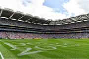 2 September 2018; Painting on the pitch marking the occasion prior to the GAA Football All-Ireland Senior Championship Final match between Dublin and Tyrone at Croke Park in Dublin. Photo by Brendan Moran/Sportsfile