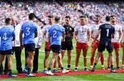 2 September 2018; Players from both sides shake hands prior to the GAA Football All-Ireland Senior Championship Final match between Dublin and Tyrone at Croke Park in Dublin. Photo by Brendan Moran/Sportsfile