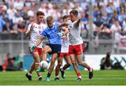 2 September 2018; Jonny Cooper of Dublin takes a quick free kick away from Tyrone players, Conor Meyler, Kieran McGeary and Connor McAliskey in the lead up to Dublin's first goal during the GAA Football All-Ireland Senior Championship Final match between Dublin and Tyrone at Croke Park in Dublin. Photo by Brendan Moran/Sportsfile
