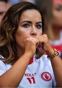 2 September 2018; A Tyrone fan looks on during the GAA Football All-Ireland Senior Championship Final match between Dublin and Tyrone at Croke Park in Dublin. Photo by Brendan Moran/Sportsfile