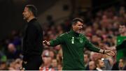 6 September 2018; Republic of Ireland assistant manager Roy Keane exchanges views with the fourth official during the UEFA Nations League match between Wales and Republic of Ireland at the Cardiff City Stadium in Cardiff, Wales. Photo by Stephen McCarthy/Sportsfile