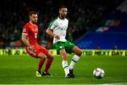 6 September 2018; Conor Hourihane of Republic of Ireland in action against Aaron Ramsey of Wales during the UEFA Nations League match between Wales and Republic of Ireland at the Cardiff City Stadium in Cardiff, Wales. Photo by Stephen McCarthy/Sportsfile