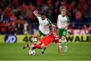 6 September 2018; Enda Stevens of Republic of Ireland in action against Connor Roberts of Wales during the UEFA Nations League match between Wales and Republic of Ireland at the Cardiff City Stadium in Cardiff, Wales. Photo by Stephen McCarthy/Sportsfile