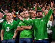 6 September 2018; Republic of Ireland supporters react during the UEFA Nations League match between Wales and Republic of Ireland at the Cardiff City Stadium in Cardiff, Wales. Photo by Stephen McCarthy/Sportsfile