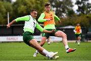 7 September 2018; Graham Burke, left, and Kevin Long during a Republic of Ireland training session at Dragon Park in Newport, Wales. Photo by Stephen McCarthy/Sportsfile