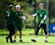 7 September 2018; Caoimhin Kelleher with Republic of Ireland manager Martin O'Neill, left, and goalkeeping coach Seamus McDonagh during a Republic of Ireland training session at Dragon Park in Newport, Wales. Photo by Stephen McCarthy/Sportsfile