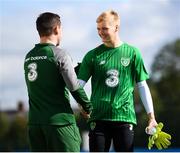7 September 2018; Caoimhin Kelleher with Republic of Ireland physiotherapist Padraig Doherty during a Republic of Ireland training session at Dragon Park in Newport, Wales. Photo by Stephen McCarthy/Sportsfile