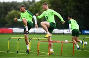 7 September 2018; Aiden O'Brien and Richard Keogh, left, during a Republic of Ireland training session at Dragon Park in Newport, Wales. Photo by Stephen McCarthy/Sportsfile