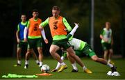 7 September 2018; Aiden O'Brien and Richard Keogh, right, during a Republic of Ireland Training Session at Dragon Park in Newport, Wales. Photo by Stephen McCarthy/Sportsfile