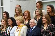 7 September 2018; President of Ireland Michael D Higgins and his wife Sabina with Ireland players during a reception to honour the Ireland Women’s Hockey team and their performance at the 2018 Women’s Hockey World Cup at Áras an Uachtaráin in Phoenix Park, Dublin. Photo by Piaras Ó Mídheach/Sportsfile