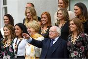 7 September 2018; President of Ireland Michael D Higgins and his wife Sabina with Ireland players during a reception to honour the Ireland Women’s Hockey team and their performance at the 2018 Women’s Hockey World Cup at Áras an Uachtaráin in Phoenix Park, Dublin. Photo by Piaras Ó Mídheach/Sportsfile