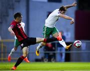 7 September 2018; Gearoid Morrissey of Cork City in action against Tristan Noack-Hofmann of Longford Town during the Irish Daily Mail FAI Cup Quarter-Final match between Longford Town and Cork City at City Calling Stadium in Longford. Photo by Seb Daly/Sportsfile