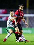 7 September 2018; Darren Meenan of Longford Town in action against Jimmy Keohane of Cork City during the Irish Daily Mail FAI Cup Quarter-Final match between Longford Town and Cork City at City Calling Stadium in Longford. Photo by Seb Daly/Sportsfile