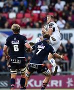 7 September 2018; Will Addison of Ulster takes the ball in the air during the Guinness PRO14 Round 2 match between Ulster and Edinburgh Rugby at the Kingspan Stadium in Belfast. Photo by Oliver McVeigh/Sportsfile
