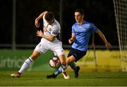 7 September 2018; Gavan Holohan of Waterford in action against Daniel Tobin of UCD during the Irish Daily Mail FAI Cup Quarter-Final match between UCD and Waterford at the UCD Bowl in Dublin. Photo by Piaras Ó Mídheach/Sportsfile