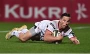 7 September 2018; John Cooney of Ulster goes over to score his side's second try during the Guinness PRO14 Round 2 match between Ulster and Edinburgh Rugby at the Kingspan Stadium in Belfast. Photo by Oliver McVeigh/Sportsfile