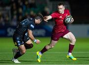 7 September 2018; Rory Scannell of Munster is tackled by Pete Horne of Glasgow Warriors during the Guinness PRO14 Round 2 match between Glasgow Warriors and Munster at Scotstoun Stadium in Glasgow, Scotland. Photo by Kenny Smith/Sportsfile