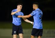 7 September 2018; UCD captain Gary O'Neill, left, celebrates with team mate Evan Osam after the Irish Daily Mail FAI Cup Quarter-Final match between UCD and Waterford at the UCD Bowl in Dublin. Photo by Piaras Ó Mídheach/Sportsfile