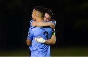 7 September 2018; UCD captain Gary O'Neill, behind, celebrates with team mate Evan Osam after the Irish Daily Mail FAI Cup Quarter-Final match between UCD and Waterford at the UCD Bowl in Dublin. Photo by Piaras Ó Mídheach/Sportsfile