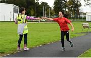 8 September 2018; parkrun Ireland in partnership with Vhi, added their 96th event on Saturday, 8th September, with the introduction of the Mungret parkrun in Co. Limerick. parkruns take place over a 5km course weekly, are free to enter and are open to all ages and abilities, providing a fun and safe environment to enjoy exercise. To register for a parkrun near you visit www.parkrun.ie. Pictured is Ruth Lynch, from Tralee, getting a high-five from her sister Jane Lynch as she approaches the finish line of the Mungret parkrun. Photo by Diarmuid Greene/Sportsfile