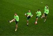 8 September 2018; Players, from left, Aiden O'Brien, Richard Keogh, Conor Hourihane, John Egan and Matt Doherty during a Republic of Ireland training session at Dragon Park in Newport, Wales. Photo by Stephen McCarthy/Sportsfile