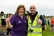8 September 2018; parkrun Ireland in partnership with Vhi, added their 96th event on Saturday, 8th September, with the introduction of the Mungret parkrun in Co. Limerick. parkruns take place over a 5km course weekly, are free to enter and are open to all ages and abilities, providing a fun and safe environment to enjoy exercise. To register for a parkrun near you visit www.parkrun.ie. Pictured after the Mungret parkrun are Senator Maria Byrne and Mayor Daniel Butler. Photo by Diarmuid Greene/Sportsfile