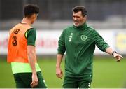 8 September 2018; Republic of Ireland assistant manager Roy Keane and Callum O'Dowda during a Republic of Ireland training session at Dragon Park in Newport, Wales. Photo by Stephen McCarthy/Sportsfile