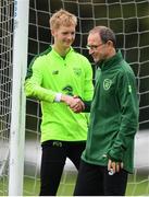 8 September 2018; Republic of Ireland manager Martin O'Neill and Caoimhin Kelleher during a Republic of Ireland training session at Dragon Park in Newport, Wales. Photo by Stephen McCarthy/Sportsfile
