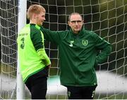 8 September 2018; Republic of Ireland manager Martin O'Neill and Caoimhin Kelleher during a Republic of Ireland training session at Dragon Park in Newport, Wales. Photo by Stephen McCarthy/Sportsfile