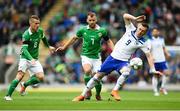 8 September 2018; Haris Duljevic of Bosnia and Herzegovina in action against Niall McGinn of Northern Ireland during the UEFA Nations League B Group 3 match between Northern Ireland and Bosnia & Herzegovina at Windsor Park in Belfast, Northern Ireland. Photo by David Fitzgerald/Sportsfile