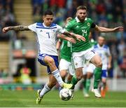 8 September 2018; Muhamed Bešic of Bosnia and Herzegovina in action against Stuart Dallas of Northern Ireland during the UEFA Nations League B Group 3 match between Northern Ireland and Bosnia & Herzegovina at Windsor Park in Belfast, Northern Ireland. Photo by David Fitzgerald/Sportsfile