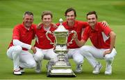 8 September 2018; Danish players from left, team captain Torben Henriksen Nyehuus, John Axelsen, Nicolai Hojgaard and Rasmus Hojgaard with the Eisenhower Trophy after the 2018 World Amateur Team Golf Championships - Eisenhower Trophy competition at Carton House in Maynooth, Co Kildare. Photo by Matt Browne/Sportsfile