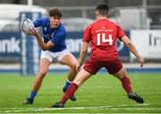 8 September 2018; Max O’Reilly of Leinster gets away from Timmy Duggan of Munster during the U19 Interprovincial Championship match between Leinster and Munster at Energia Park in Dublin. Photo by Piaras Ó Mídheach/Sportsfile