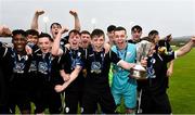 8 September 2018; Daragh Ellison of Finn Harps celebrates with team mates and the Mark Farren Memorial Cup after the SSE Airtricity League U17 Mark Farren Memorial Cup Final match between Finn Harps and Cork City at Finn Park in Ballybofey, Co Donegal.  Photo by Oliver McVeigh/Sportsfile