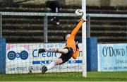 8 September 2018; Adan Cantwell of Cork City goes close to saving a later penalty from Daragh Ellisonof Finn Harps  during the SSE Airtricity League U17 Mark Farren Memorial Cup Final match between Finn Harps and Cork City at Finn Park in Ballybofey, Co Donegal.  Photo by Oliver McVeigh/Sportsfile