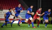 8 September 2018; Ian Nagle makes a break with the support of Leinster team-mates, from left, Jamison Gibson-Park, Devin Toner and Rory O'Loughlin during the Guinness PRO14 Round 2 match between Scarlets and Leinster at Parc y Scarlets in Llanelli, Wales. Photo by Stephen McCarthy/Sportsfile