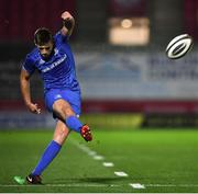 8 September 2018; Ross Byrne of Leinster kicks a conversion during the Guinness PRO14 Round 2 match between Scarlets and Leinster at Parc y Scarlets in Llanelli, Wales. Photo by Stephen McCarthy/Sportsfile