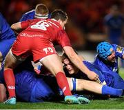 8 September 2018; Rhys Ruddock of Leinster goes over to score his side's third try during the Guinness PRO14 Round 2 match between Scarlets and Leinster at Parc y Scarlets in Llanelli, Wales. Photo by Stephen McCarthy/Sportsfile
