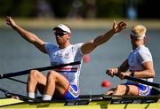 9 September 2018; Matthew Rossiter, left, of Great Britain prior to competing in the Men's Pair heat event during day one of the World Rowing Championships in Plovdiv, Bulgaria. Photo by Seb Daly/Sportsfile