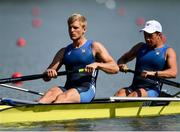 9 September 2018; Anders Weiss, left, and Michael Colella of USA competing in the Men's Pair heat event during day one of the World Rowing Championships in Plovdiv, Bulgaria. Photo by Seb Daly/Sportsfile