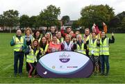 9 September 2018; parkrun Ireland in partnership with Vhi, expanded their range of junior events to 17 with the introduction of the Shelbourne Park junior parkrun on Sunday morning. Junior parkruns are 2km long and cater for 4 to 14-year olds, free of charge providing a fun and safe environment for children to enjoy exercise. Pictured are volunteers along with event director Lavinia Ryan-Duggan from Vhi Limerick at Shelbourne Park in Limerick. Photo by Diarmuid Greene/Sportsfile