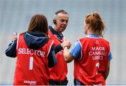 9 September 2018; Dublin manager Shane Plowman speaks with his backroom team prior to the Liberty Insurance All-Ireland Premier Junior Camogie Championship Final match between Dublin and Kerry at Croke Park in Dublin. Photo by David Fitzgerald/Sportsfile