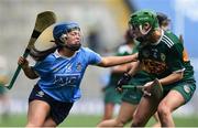 9 September 2018; Aoife Walsh of Dublin in action against Michelle Costello of Kerry during the Liberty Insurance All-Ireland Premier Junior Camogie Championship Final match between Dublin and Kerry at Croke Park in Dublin. Photo by David Fitzgerald/Sportsfile