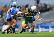 9 September 2018; Patrice Diggin of Kerry in action against Dublin players, from left, Emma Barron, Hannah O'Dea, Deirdre Johnstone and Sinéad Wylde during the Liberty Insurance All-Ireland Premier Junior Camogie Championship Final match between Dublin and Kerry at Croke Park in Dublin. Photo by Piaras Ó Mídheach/Sportsfile