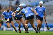 9 September 2018; Patrice Diggin of Kerry in action against Dublin players, from left, Emma Barron, Deirdre Johnstone, Hannah O'Dea, and Sinéad Wylde during the Liberty Insurance All-Ireland Premier Junior Camogie Championship Final match between Dublin and Kerry at Croke Park in Dublin. Photo by Piaras Ó Mídheach/Sportsfile