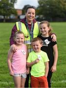 9 September 2018; parkrun Ireland in partnership with Vhi, expanded their range of junior events to 17 with the introduction of the Shelbourne Park junior parkrun on Sunday morning. Junior parkruns are 2km long and cater for 4 to 14-year olds, free of charge providing a fun and safe environment for children to enjoy exercise. Pictured are Siobhan O'Sullivan along with Faye O'Sullivan, aged 6, Archie O'Sullivan, aged 4, and Millie O'Sullivan, aged 9, from Old Cratloe Road, at Shelbourne Park in Limerick. Photo by Diarmuid Greene/Sportsfile