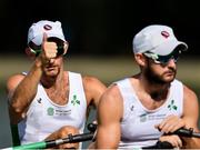 9 September 2018; Gary O'Donovan of Ireland, left, gives the thumbs-up prior to competing in the Lightweight Men's Double Sculls heat event during day one of the World Rowing Championships in Plovdiv, Bulgaria. Photo by Seb Daly/Sportsfile